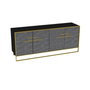 Hanah Home Consola Polka - Black con patrón de mármol y detalles dorados